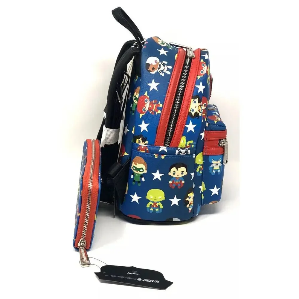 Loungefly Justice League Chibi Mini Backpack Wallet Matching Set DC COMICS NWT